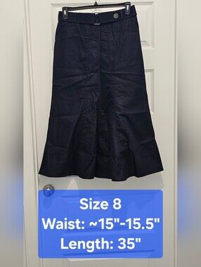 NYCC Dark Denim Belted Paneled Maxi Skirt - GUC - Size 8